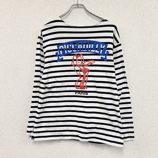 PICCADILLY　ピカデリー　長袖Tシャツ/ロンT　ボーダー　黒　ブラック　白　ホワイト　Fサイズ