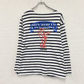 PICCADILLY　ピカデリー　長袖Tシャツ/ロンT　ボーダー柄　デカロゴ　アーチプリント　黒　ブラック　白　ホワイト　Fサイズ