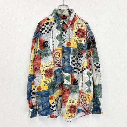 古着 used　CLAUDIO CAMPIONE PGM　長袖総柄シャツ　アート　カラフル　オーバーサイズ　Lサイズ