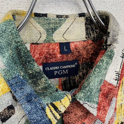 古着 used　CLAUDIO CAMPIONE PGM　長袖総柄シャツ　アート　カラフル　オーバーサイズ　Lサイズ
