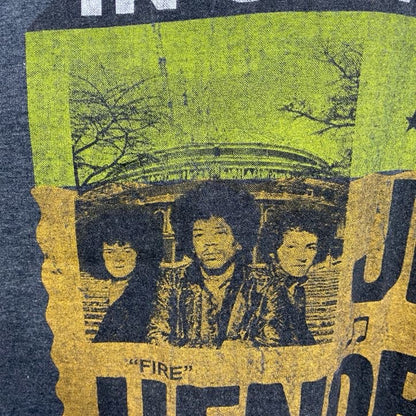 古着 used　半袖音楽プリントTシャツ　ジミヘンドリクス　ブルース　レトロデザイン　灰色　ダークグレー　Mサイズ