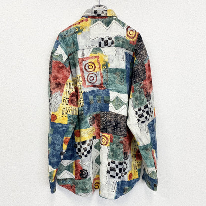 古着 used　CLAUDIO CAMPIONE PGM　長袖総柄シャツ　アート　カラフル　オーバーサイズ　Lサイズ