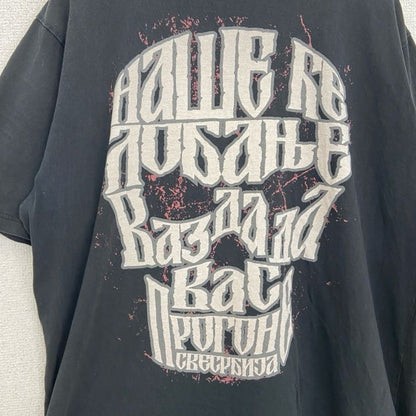 古着 used　XAJAYK　半袖プリントTシャツ　ドクロ　骸骨　レトロデザイン　クルーネック　黒　ブラック　