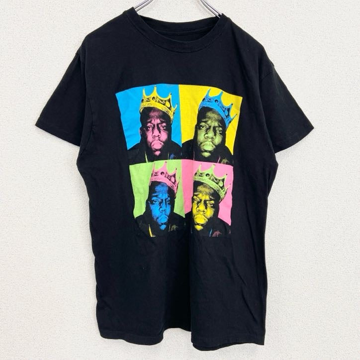 古着 used　B.L.G.　半袖プリントTシャツ　ノートリアス　ラップ　クルーネック　レトロデザイン　黒　ブラック　Lサイズ