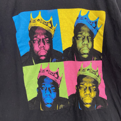 古着 used　B.L.G.　半袖プリントTシャツ　ノートリアス　ラップ　クルーネック　レトロデザイン　黒　ブラック　Lサイズ