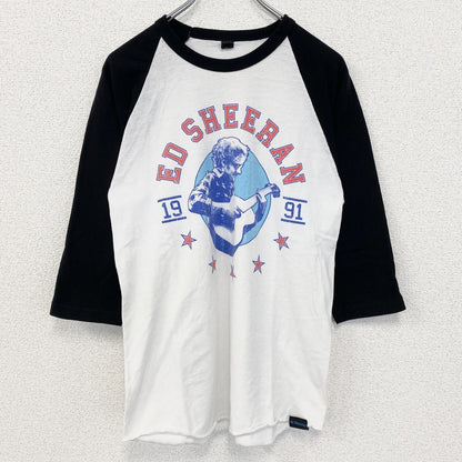 古着 used　Ed Sheeran　エドシーラン　七分袖プリントライブTシャツ　レトロ　クルーネック　白　ホワイト　Sサイズ