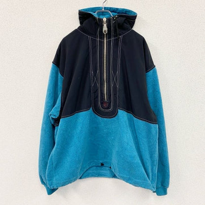 90s　FIRE AND ICE　ハーフジップフリースプルオーバー　ハイネック　バイカラー　水色　ブルー　XLサイズ