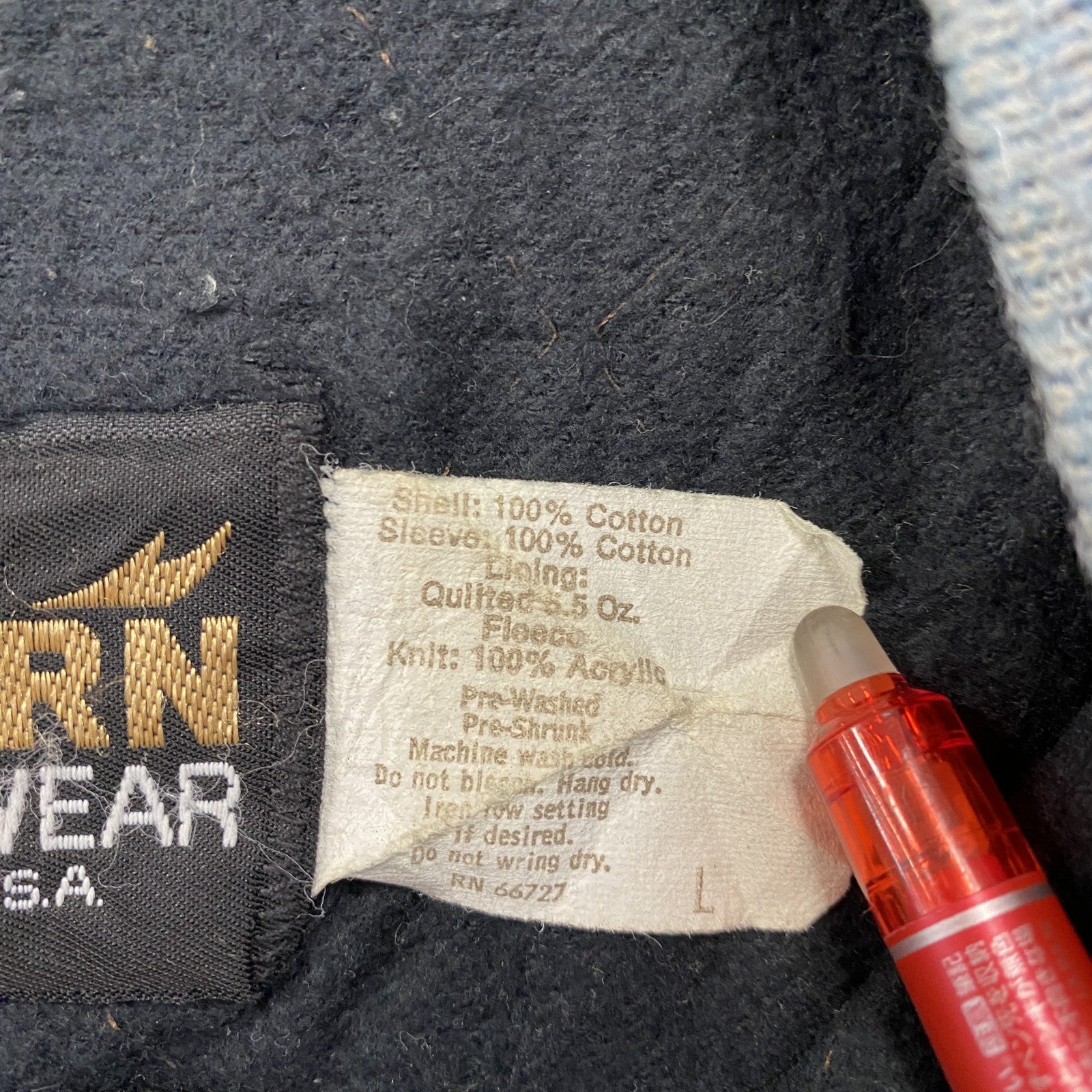 ～90s　AUBUN SPORT WEAR　デニムスタジャン/スタジアムジャケット　刺繍ロゴ　ヴィンテージ　インディゴ　Lサイズ