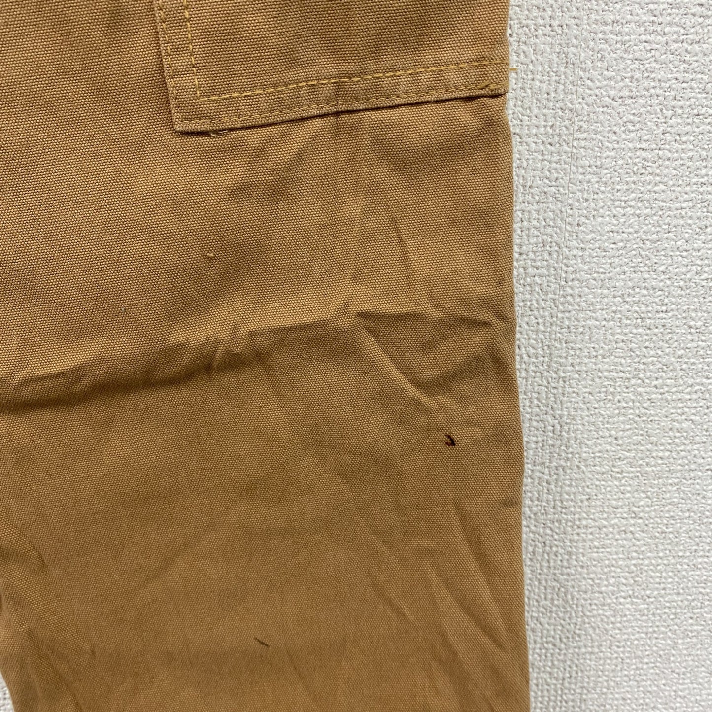 ノーブランド　ダメージ加工　ダブルニーペインターパンツ　ダックパンツ　BORO　襤褸　キャメル　