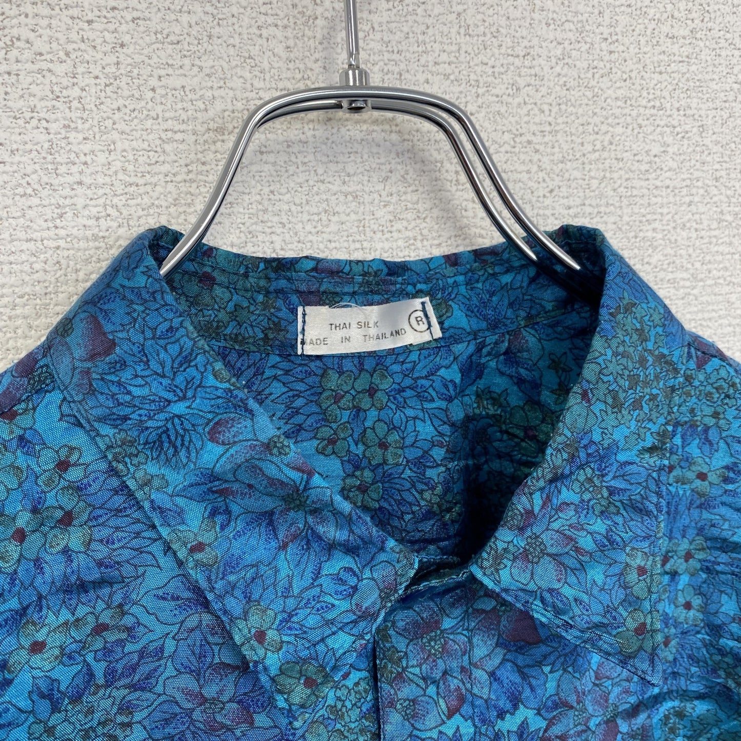 古着 used　MAN'S　半袖総柄シャツ　アート　グリーン　オーバーサイズ　レーヨン　レトロデザイン　胸ポケット