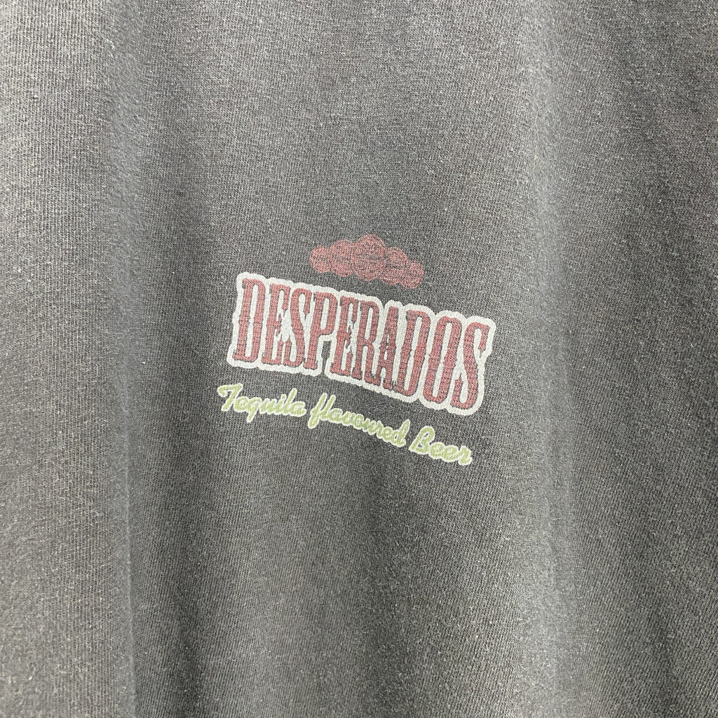 古着 used　半袖プリントTシャツ　Vネック　バックプリント　レトロデザイン　DESPERADOS　黒　ブラック　