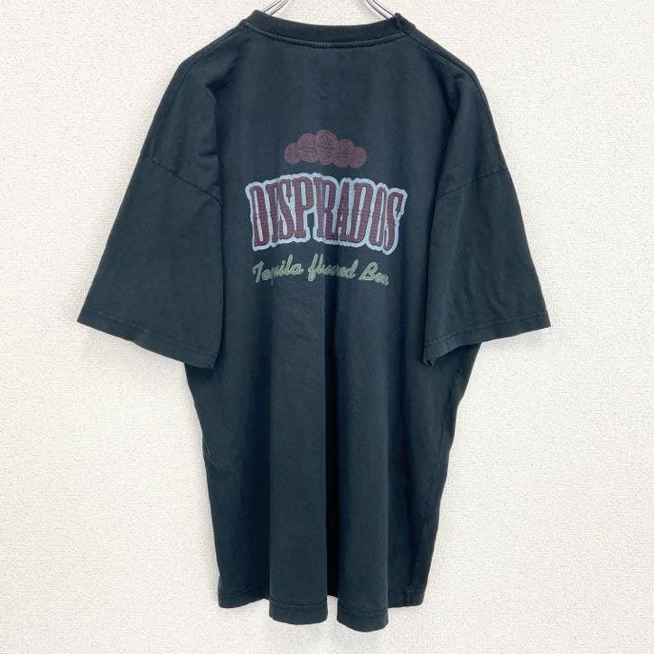 古着 used　半袖プリントTシャツ　Vネック　バックプリント　レトロデザイン　DESPERADOS　黒　ブラック　