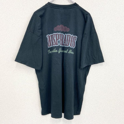 古着 used　半袖プリントTシャツ　Vネック　バックプリント　レトロデザイン　DESPERADOS　黒　ブラック　