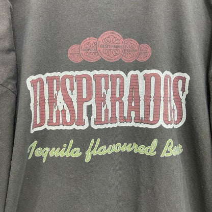 古着 used　半袖プリントTシャツ　Vネック　バックプリント　レトロデザイン　DESPERADOS　黒　ブラック　