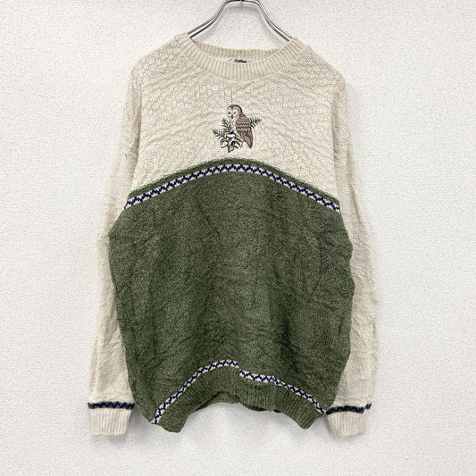 ～90s　NORTHERN REFLECTONS　コットンニットセーター　ヴィンテージ　エバーグリーン　Ｍサイズ