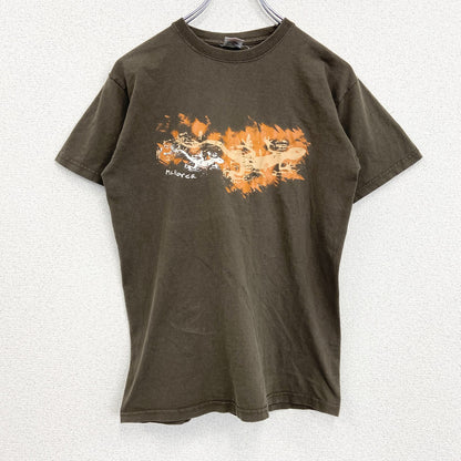 古着 used　FRUIT OF THE LOOM　半袖プリントTシャツ　爬虫類　レトロ　クルーネック　ブラウン　Sサイズ