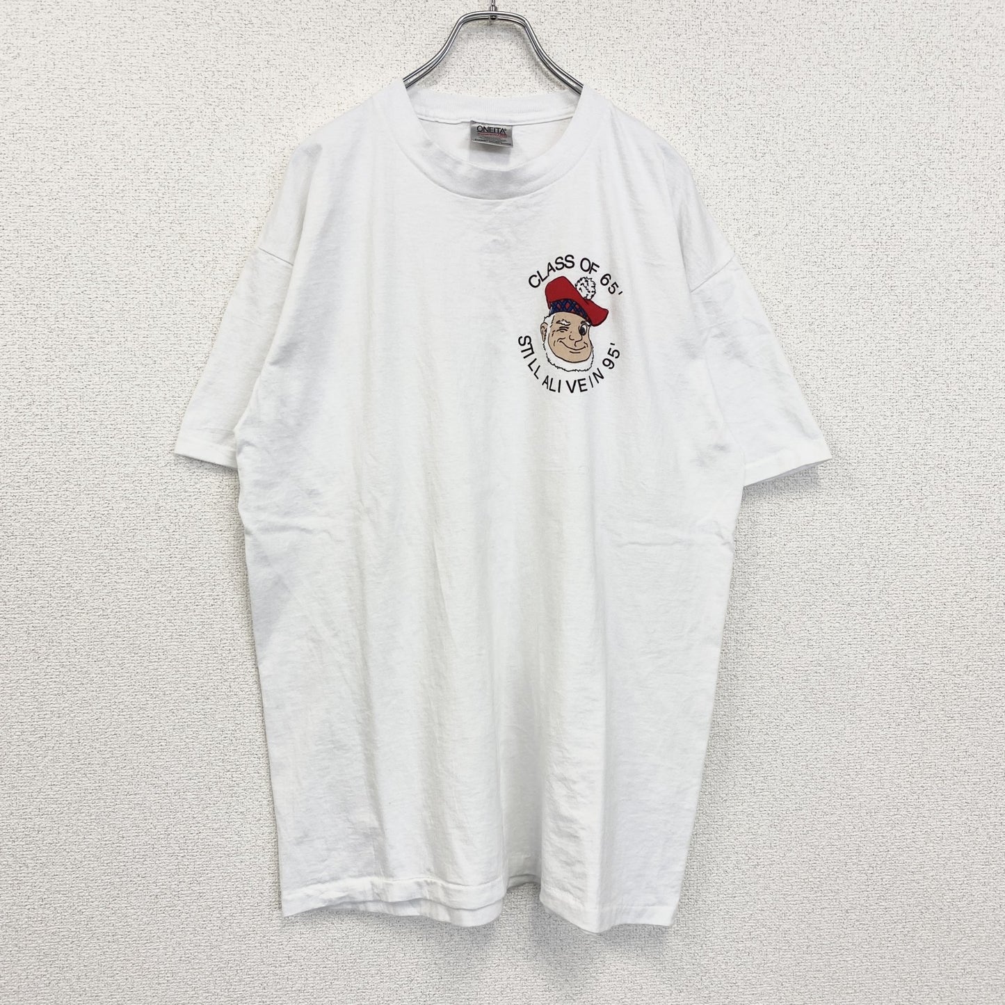 90s　ONEITA　オニータ　半袖プリントTシャツ　ヴィンテージ　シングルステッチ　白　ホワイト　XLサイズ