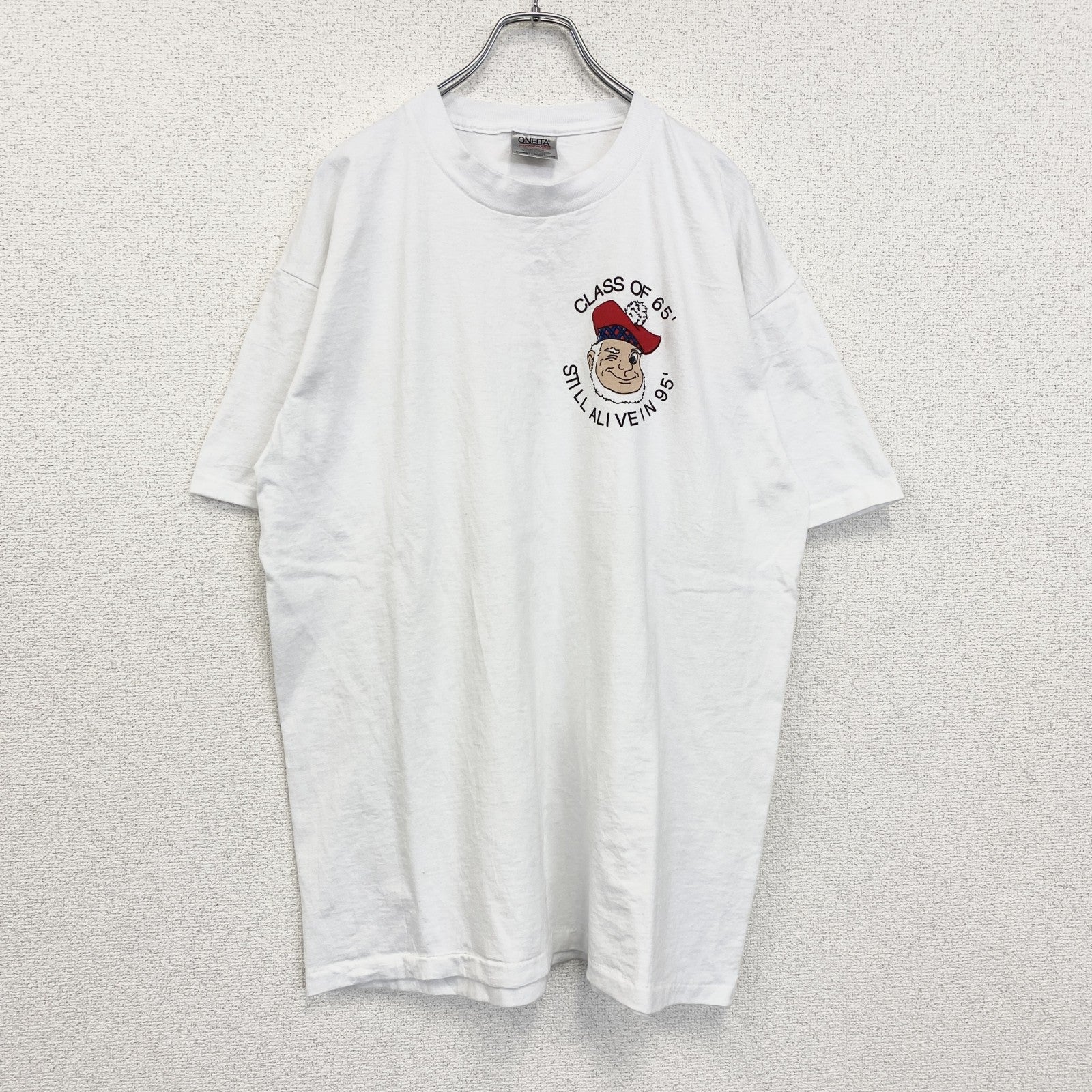 90s　ONEITA　オニータ　半袖プリントTシャツ　ヴィンテージ　シングルステッチ　白　ホワイト　XLサイズ