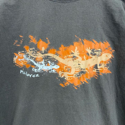 古着 used　FRUIT OF THE LOOM　半袖プリントTシャツ　爬虫類　レトロ　クルーネック　ブラウン　Sサイズ