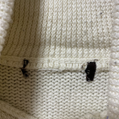 古着 used　長袖ノルディック柄カウチンニット　セーター　ハイネック　レトロデザイン　トナカイ　鹿　白　黒　秋冬服