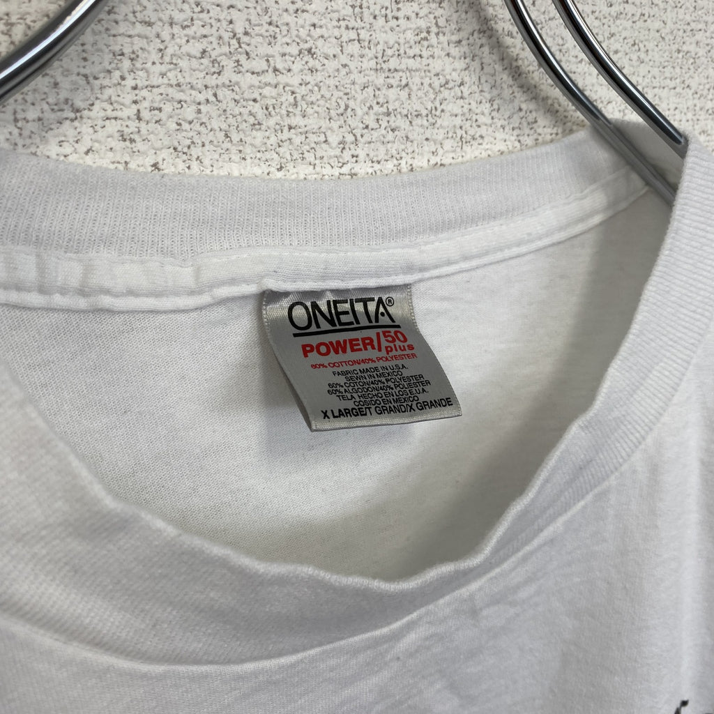 90s　ONEITA　オニータ　半袖プリントTシャツ　ヴィンテージ　シングルステッチ　白　ホワイト　XLサイズ