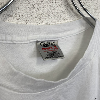 90s　ONEITA　オニータ　半袖プリントTシャツ　ヴィンテージ　シングルステッチ　白　ホワイト　XLサイズ