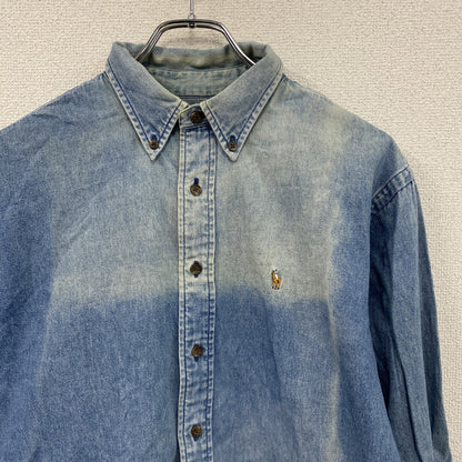 RALPH LAUREN　ラルフローレン　長袖デニムシャツ　ボタンダウンデニムシャツ　フェード　インディゴ　12サイズ