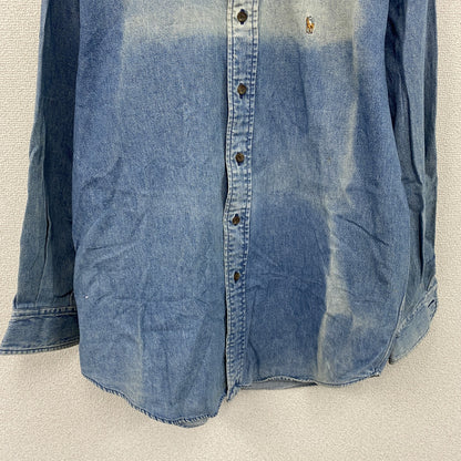 RALPH LAUREN　ラルフローレン　長袖デニムシャツ　ボタンダウンデニムシャツ　フェード　インディゴ　12サイズ