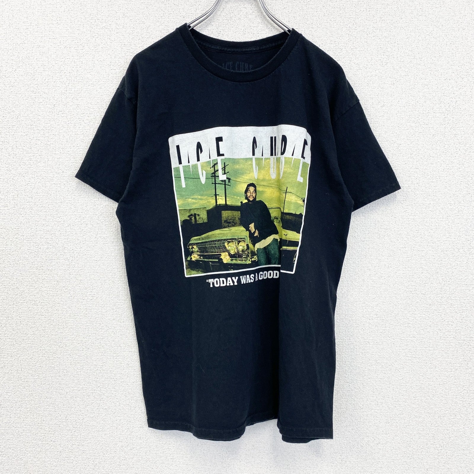 古着 used　ICE CUBE　半袖プリントTシャツ　ブラック　黒　ヒップホップ　ラッパー　クルーネック　Lサイズ