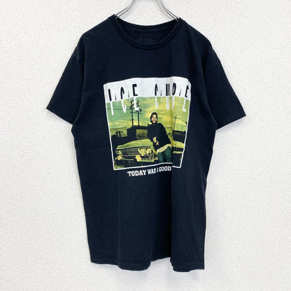 古着 used　ICE CUBE　半袖プリントTシャツ　ブラック　黒　ヒップホップ　ラッパー　クルーネック　Lサイズ