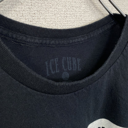 古着 used　ICE CUBE　半袖プリントTシャツ　ブラック　黒　ヒップホップ　ラッパー　クルーネック　Lサイズ