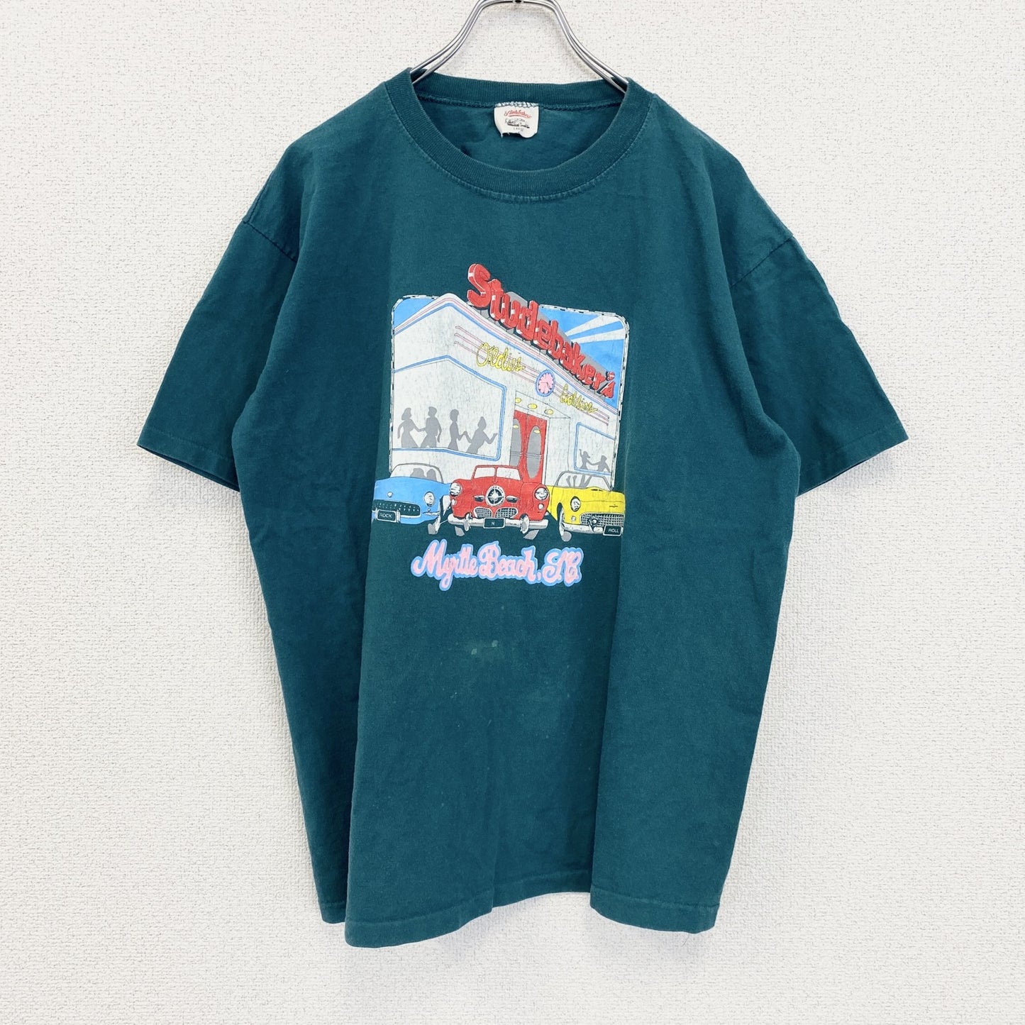 ～90s　Studebacker's　半袖プリントTシャツ　ダンスクラブ　シングルステッチ　ヴィンテージ　緑　グリーン　Lサイズ