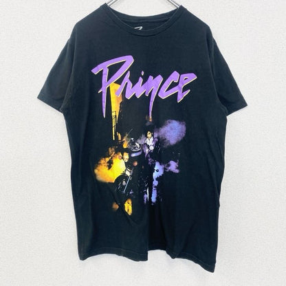 古着 used　Prince　半袖プリントバンドTシャツ　レトロデザイン　クルーネック　パープル・レイン　黒　ブラック　Lサイズ