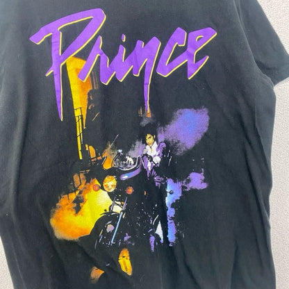 古着 used　Prince　半袖プリントバンドTシャツ　レトロデザイン　クルーネック　パープル・レイン　黒　ブラック　Lサイズ