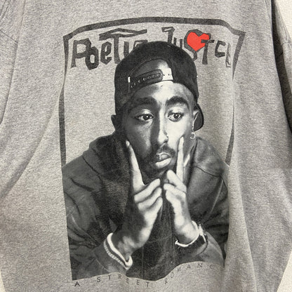 Poetic Justice　2PAC　半袖プリントTシャツ　レトロデザイン　クルーネック　灰　グレー　XXXXLサイズ