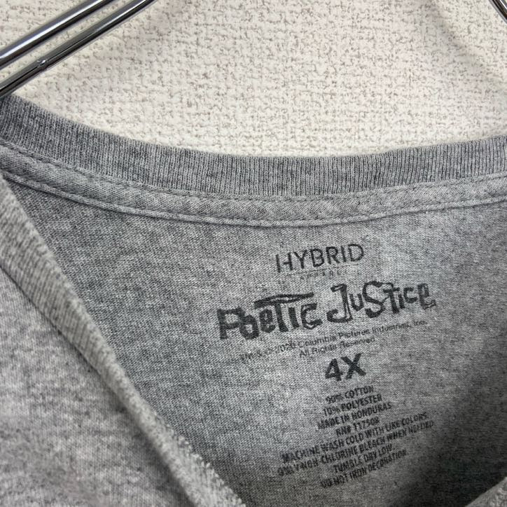 Poetic Justice　2PAC　半袖プリントTシャツ　レトロデザイン　クルーネック　灰　グレー　XXXXLサイズ