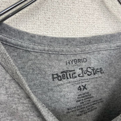 Poetic Justice　2PAC　半袖プリントTシャツ　レトロデザイン　クルーネック　灰　グレー　XXXXLサイズ