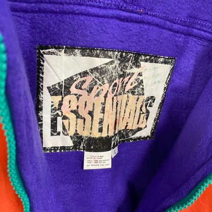 90s～　Sport ESSENTIAL　ハーフジップフリースプルオーバー　ヴィンテージ　マルチカラー　紫　パープル　Lサイズ