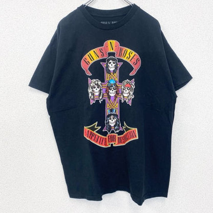 古着 used　GUNS N’ ROSES　半袖プリントバンドTシャツ　レトロ　クルーネック　ドクロ　黒　ブラック　XLサイズ