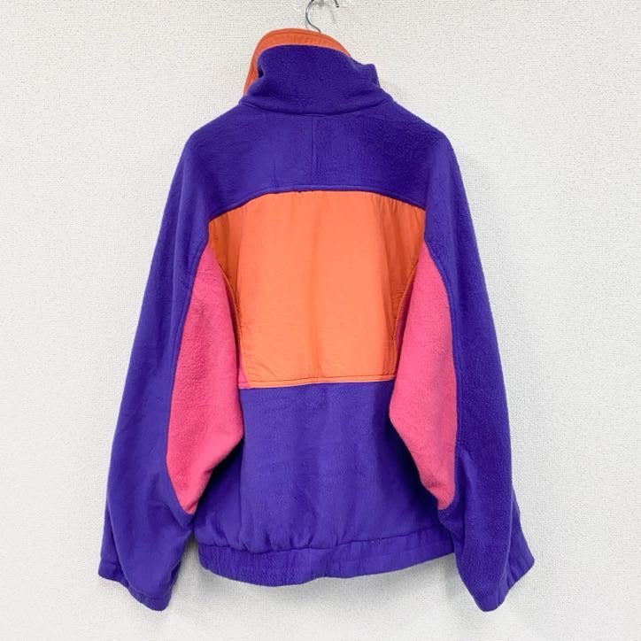 90s～　Sport ESSENTIAL　ハーフジップフリースプルオーバー　ヴィンテージ　マルチカラー　紫　パープル　Lサイズ