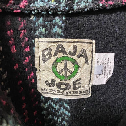 古着 used　BAJA JOE　メキシコ製　長袖メキシカンパーカー　ニット　セーター　フード　レトロデザイン　秋冬服　Lサイズ