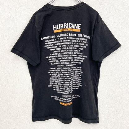 古着 used　半袖アニマルプリントTシャツ　狐　キツネ　バックプリント　レトロデザイン　クルーネック　黒　ブラック　Lサイズ