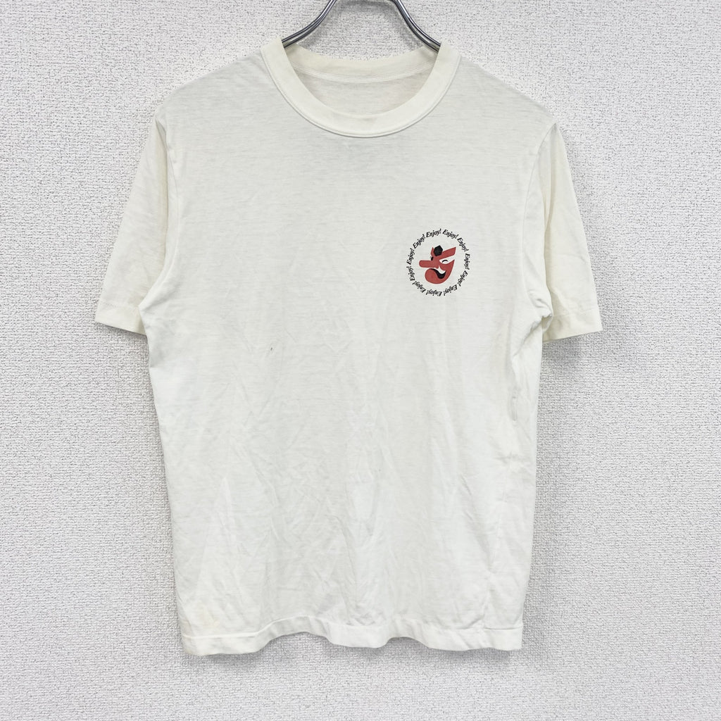 90s～　半袖プリントTシャツ　シングルステッチ　天狗　両面プリント　ヴィンテージ　白　ホワイト