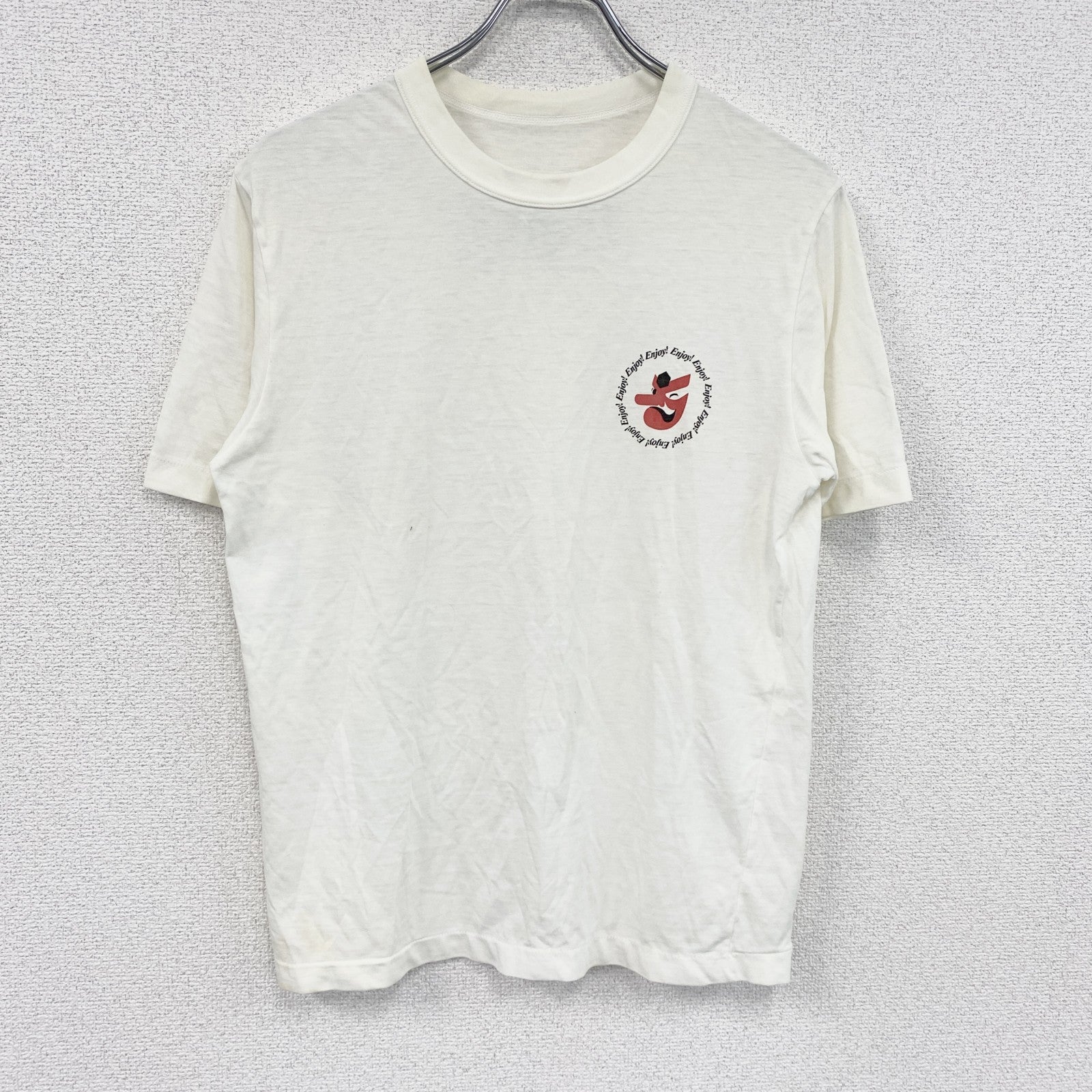 90s～　半袖プリントTシャツ　シングルステッチ　天狗　両面プリント　ヴィンテージ　白　ホワイト