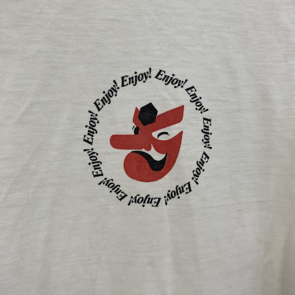 90s～　半袖プリントTシャツ　シングルステッチ　天狗　両面プリント　ヴィンテージ　白　ホワイト