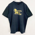 古着 used　半袖プリントTシャツ　KanaBeach　切り替えデザイン　レトロ　クルーネック　黒　ブラック　Lサイズ