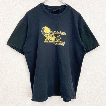 古着 used　半袖プリントTシャツ　KanaBeach　切り替えデザイン　レトロ　クルーネック　黒　ブラック　Lサイズ