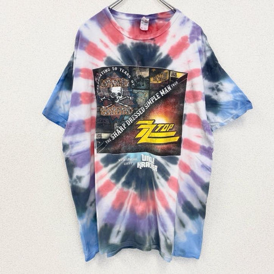 古着 used　LYNYRD SKYNYRD　半袖プリントバンドTシャツ　レトロデザイン　タイダイ柄　クルーネック　XXLサイズ