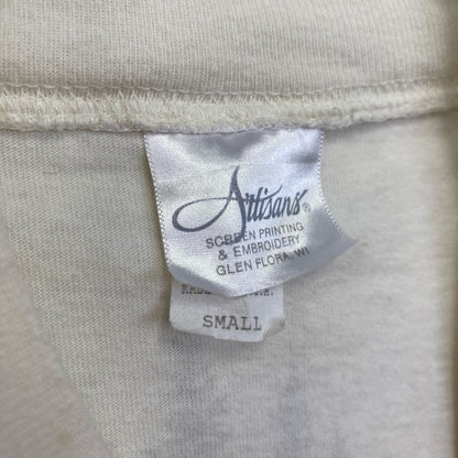 古着 used　長袖アニマルプリントTシャツ　ベージュ　熊　クマ　bear　レトロデザイン　モックネック　Sサイズ