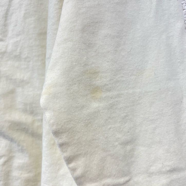 古着 used　長袖アニマルプリントTシャツ　ベージュ　熊　クマ　bear　レトロデザイン　モックネック　Sサイズ